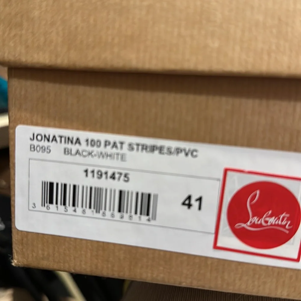 CHRISTIAN LOUBOUTIN Patent PVC Striped Illusion Jonatina 100 Sandals 41 - Picture 7 of 11